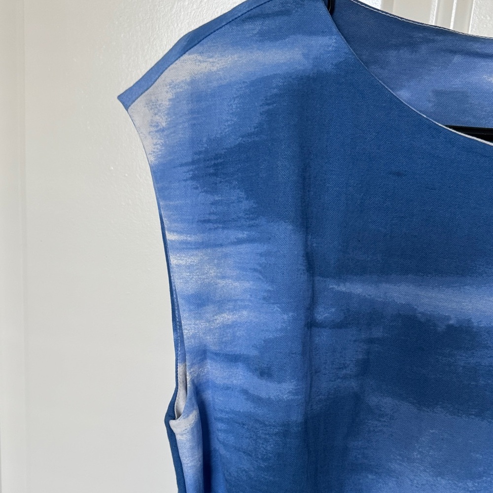Alfani Blue and White Tie-Front Blouse - Picture 6 of 7